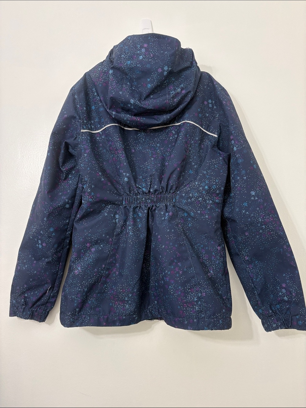 Paradox Girls Jacket Fleece Lined Pockets Hood Navy w/ Tiny Detail Print Large - Picture 4 of 14